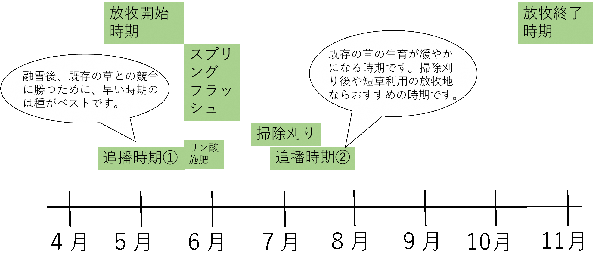 図1　放牧地の追播種スケジュール