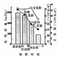 図1 早春施肥時期と収量等の関係