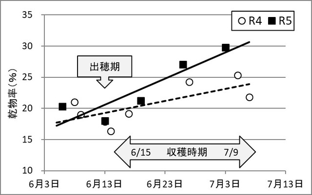 図1年度別乾物率の変化